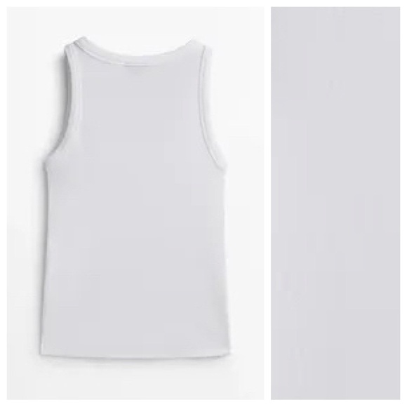 NWT. Massimo Dutti White Cotton Ribbed Fabric Fitted Top. Size M. - Picture 5 of 11